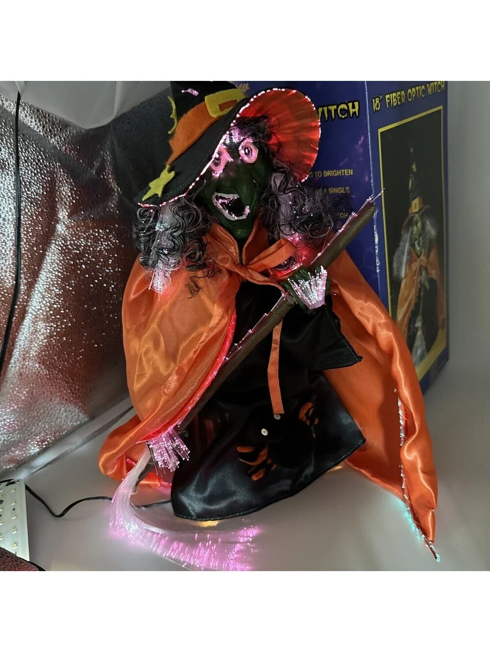 Fiber Optic Halloween Witch Light Up Lamp Decor 18